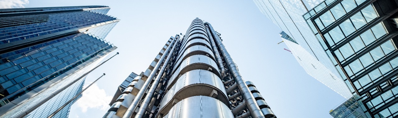 London- Upwards view of City Of London financial district